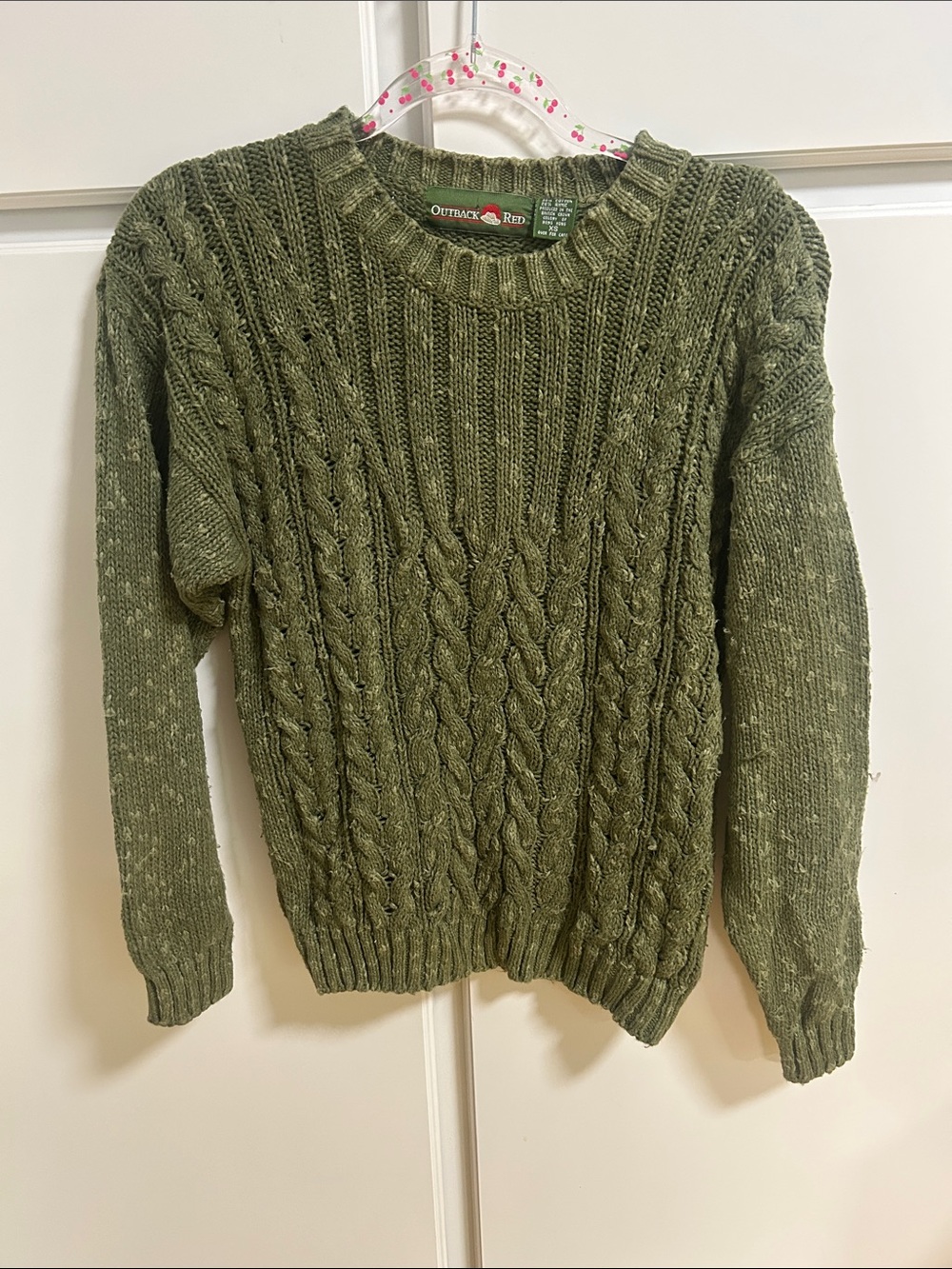 Vintage Y2K Outback Red Olive Green Cable Crewneck Sweater Fisherman